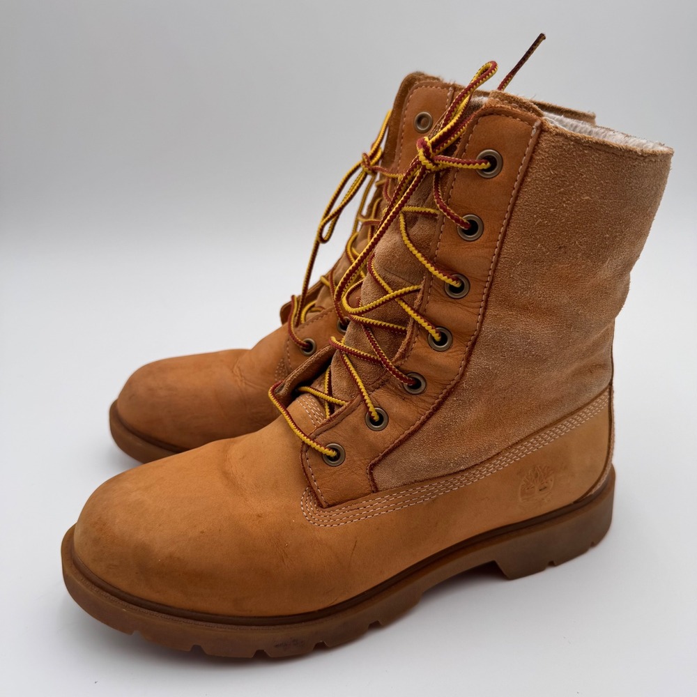 Timberland Waterproof Wheat Nubuck Suede Faux Fur Lined Lace Up Boots Womens 8 - Picture 4 of 16